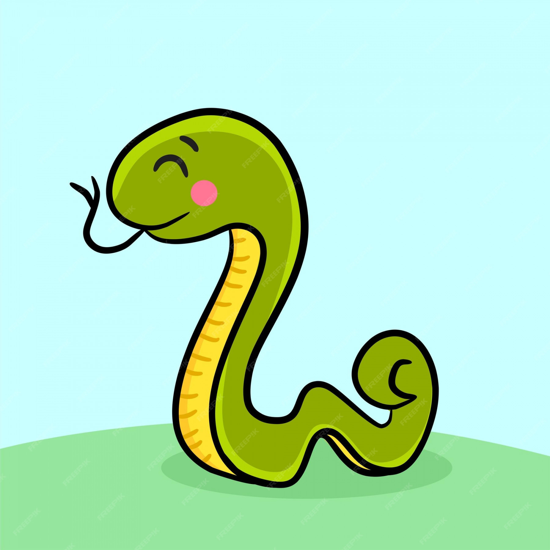 Premium Vector  Green snake drawing cartoon