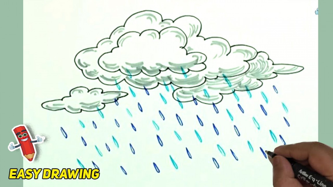 Rain Cloud Drawing  How to Draw a Raining Cloud  Step By Step Rain Cloud  Drawings  Weather