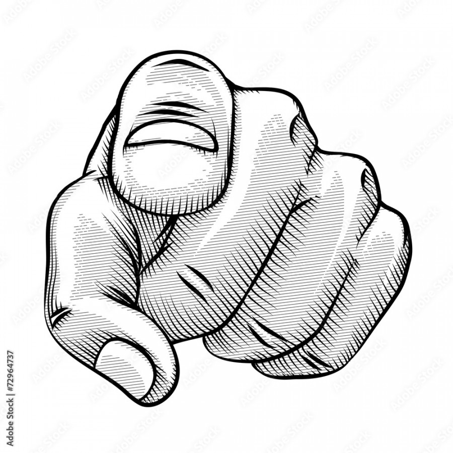 Retro line drawing of a pointing finger Stock-Vektorgrafik  Adobe