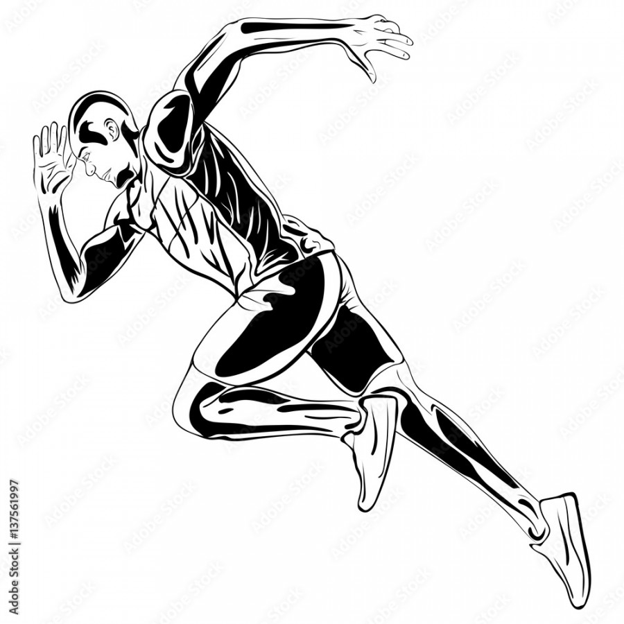 Running man Vector artwork ink drawing Stock-Vektorgrafik  Adobe