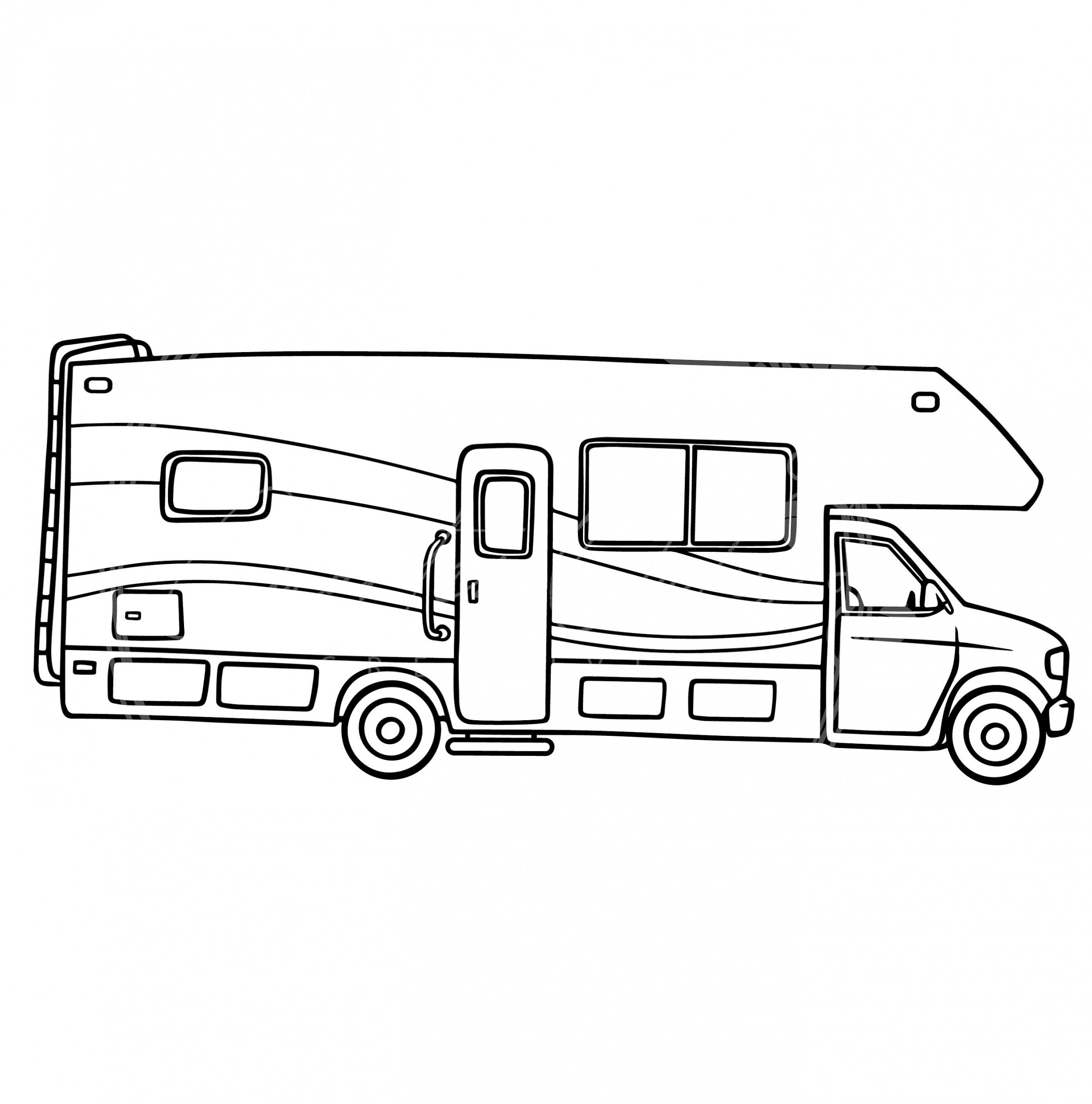 RV Motorhome/camper Line Drawing/illustration SVG Digital File