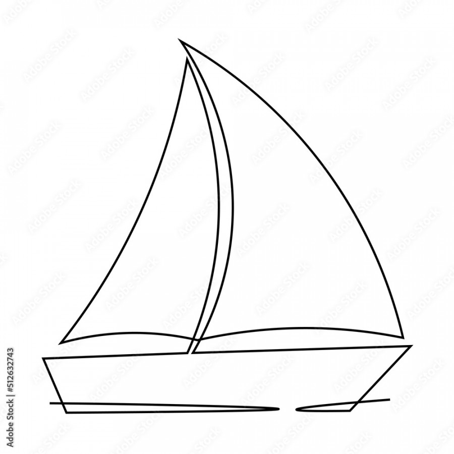 Sailboat in single continuous line