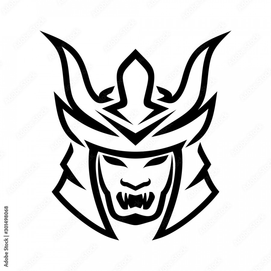 Samurai helmet mask line art vector Stock-Vektorgrafik  Adobe Stock