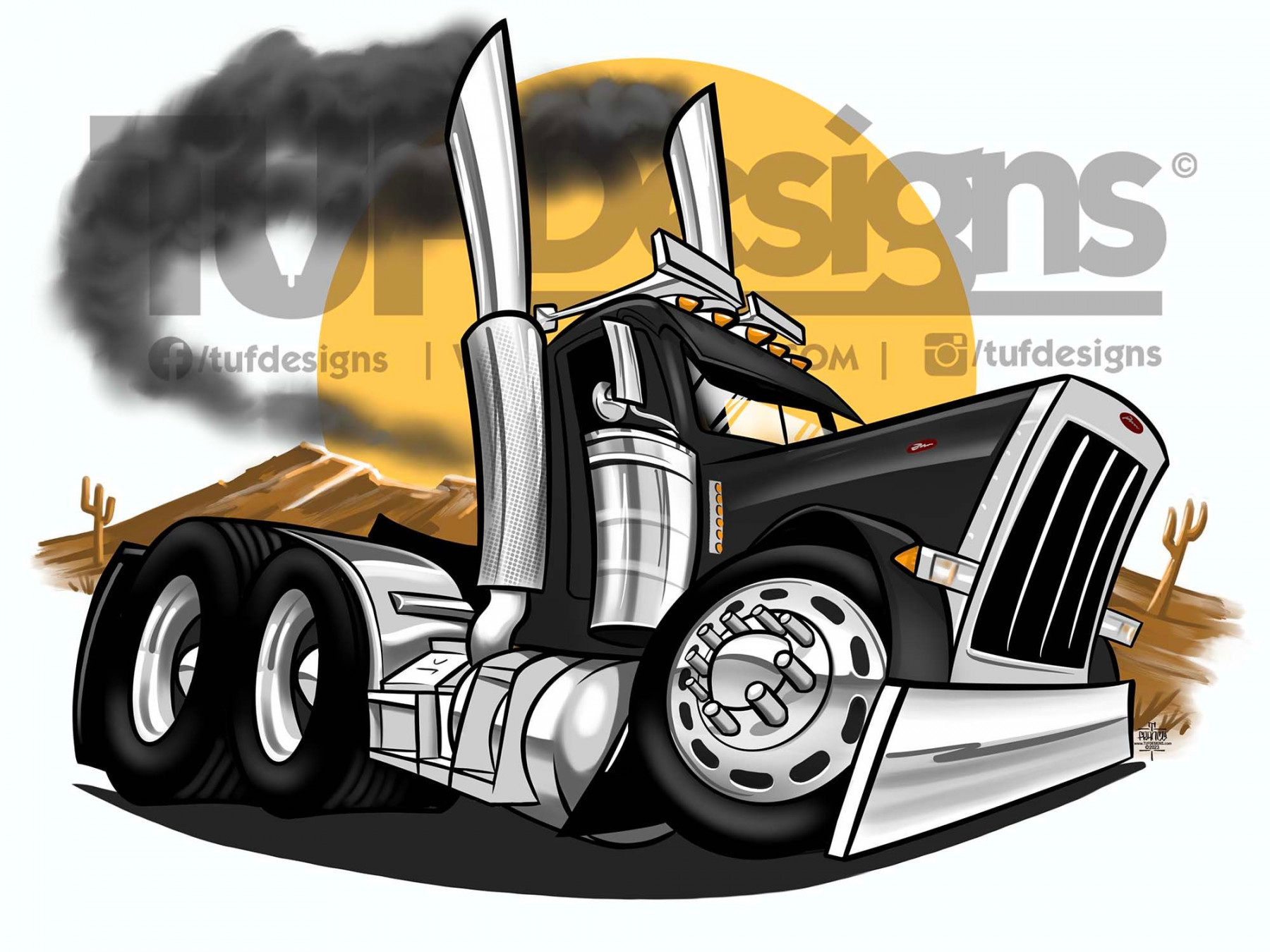 Semi Truck Art Cartoon Zeichnung Trucker Kunstwerk - Etsy Schweiz