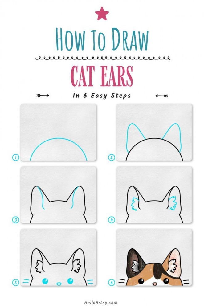 Simple Steps to Draw Cute Cat Ears