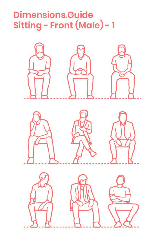 Sitting - Male Front ()  Posture drawing, Sketches of people