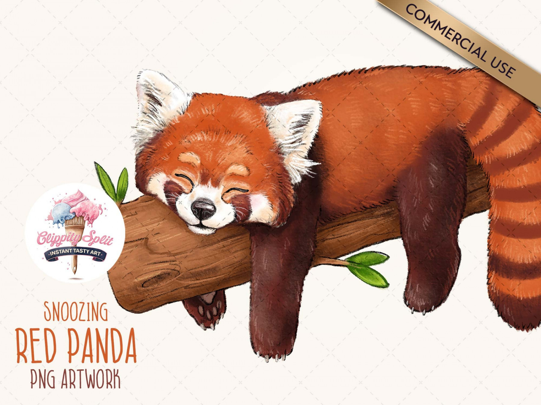 Sleeping Red Panda Clipart, Cute Red Panda PNG Illustration, Red