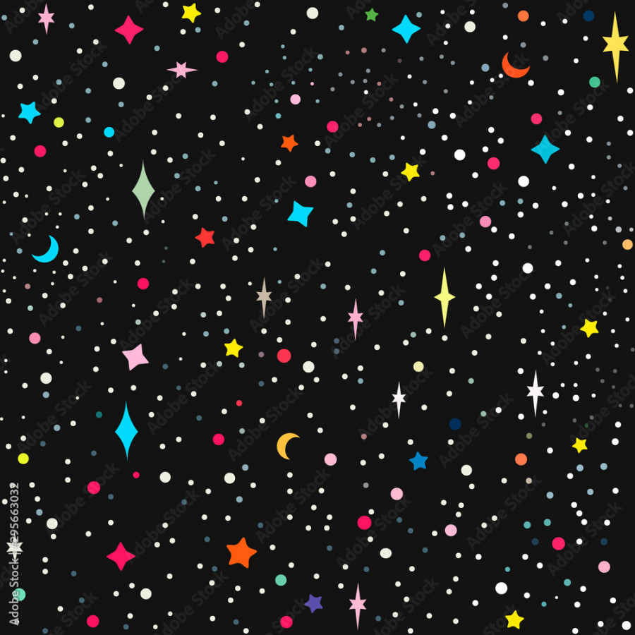 Starry sky drawing vector seamless background