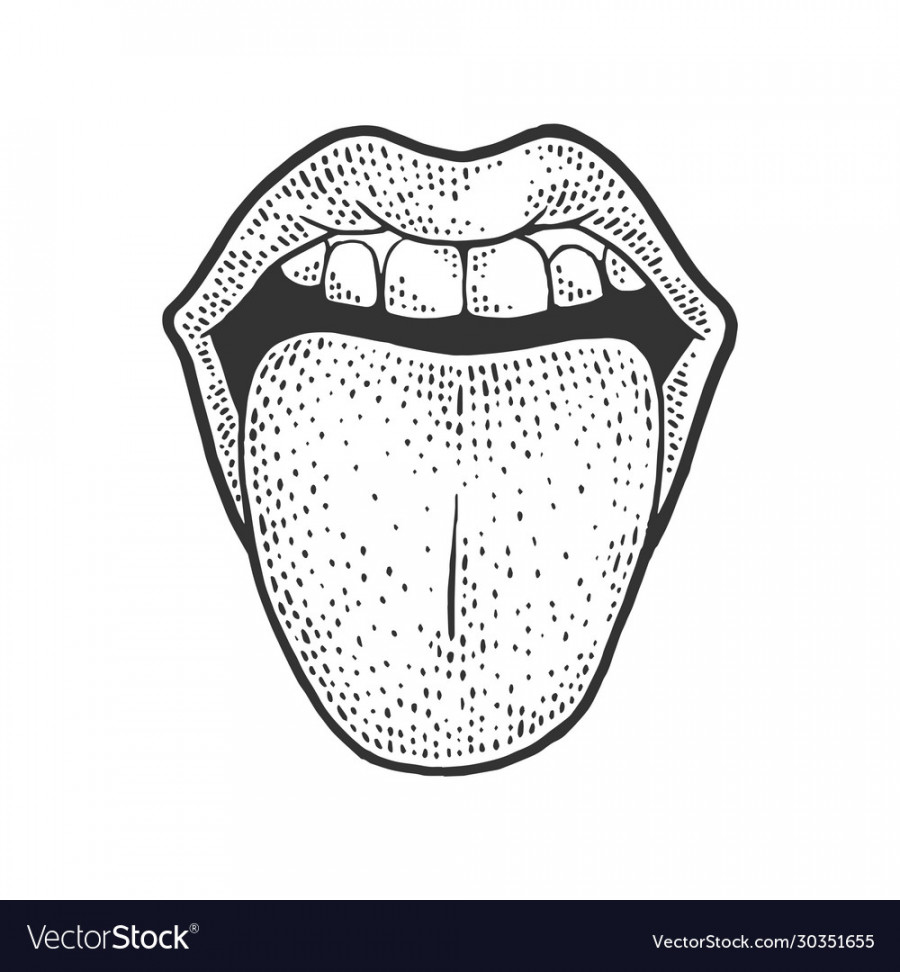 Tongue sticking out sketch Royalty Free Vector Image