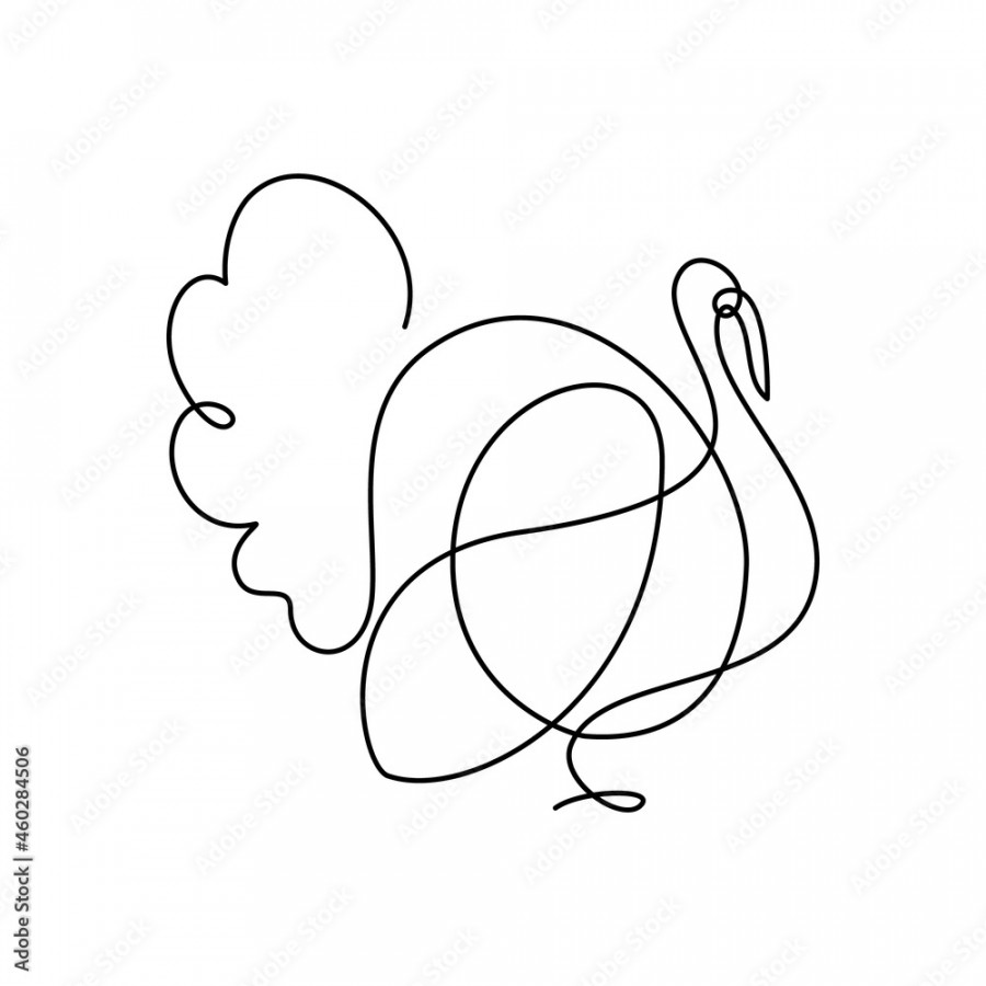 Turkey in continuous line art drawing style