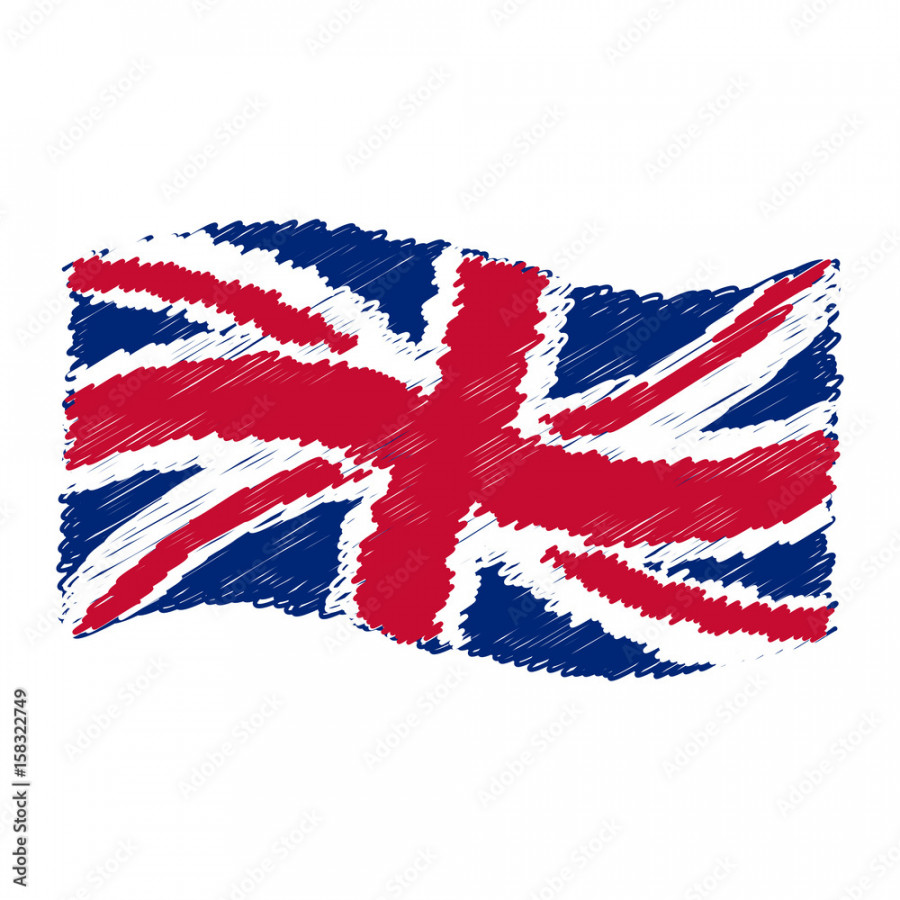 UK flag - Union Jack - grunge pencil drawing sketching isolated