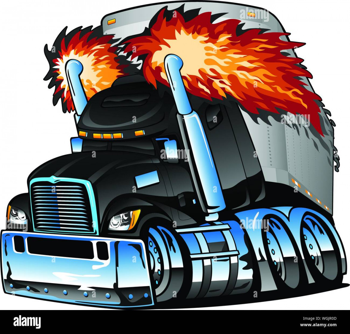 Vector cartoon cargo semi truck -Fotos und -Bildmaterial in hoher