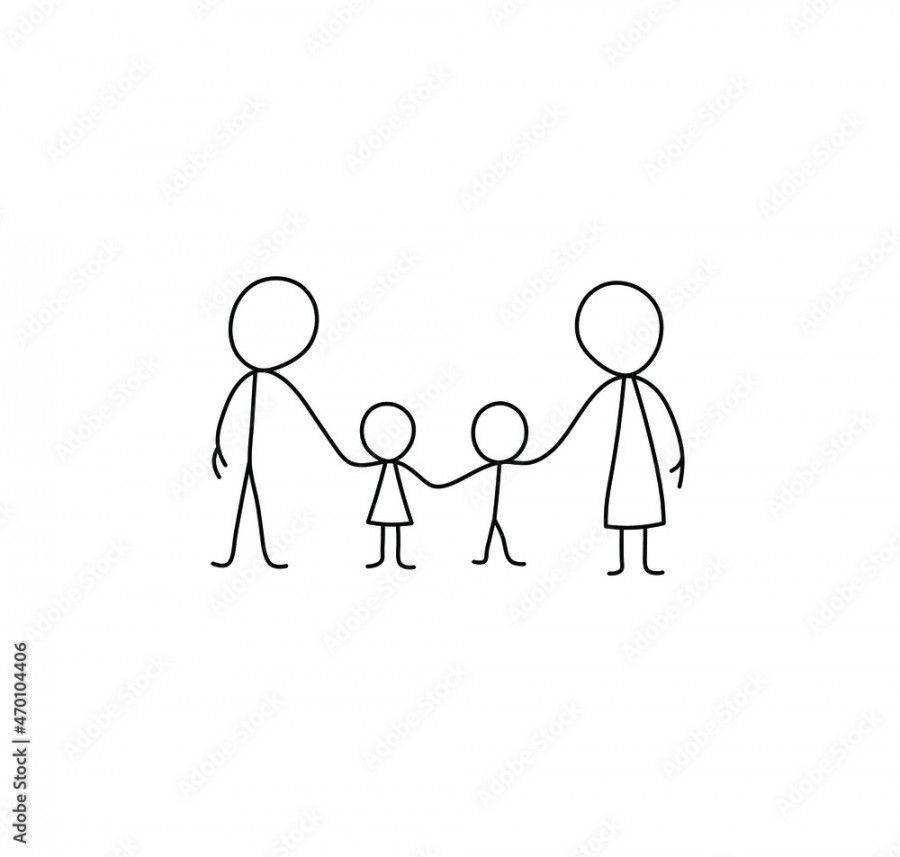 Vector isolated family members doodle drawing