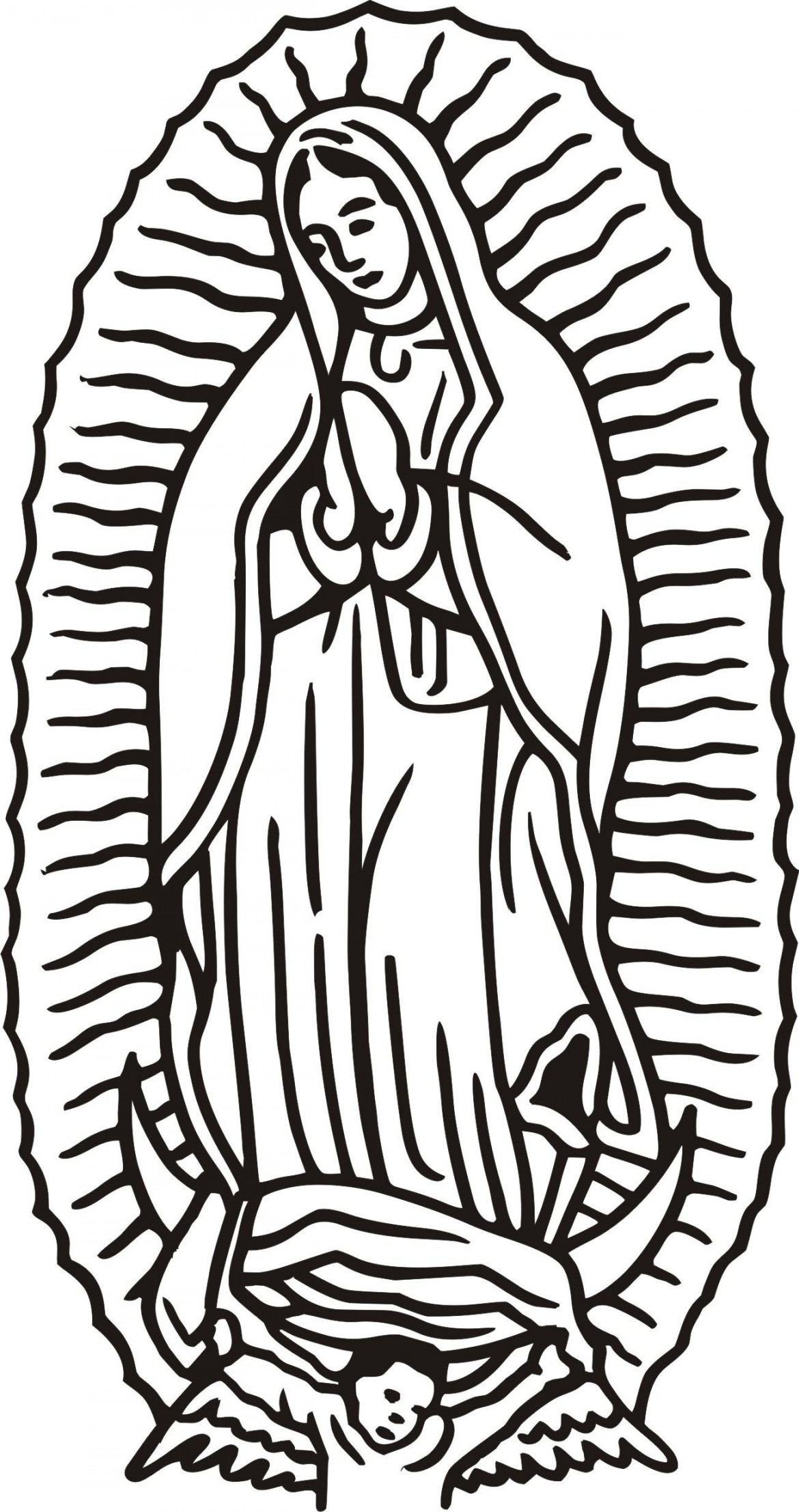 Virgen De Guadalupe Coloring Page  Chicano drawings, Drawings