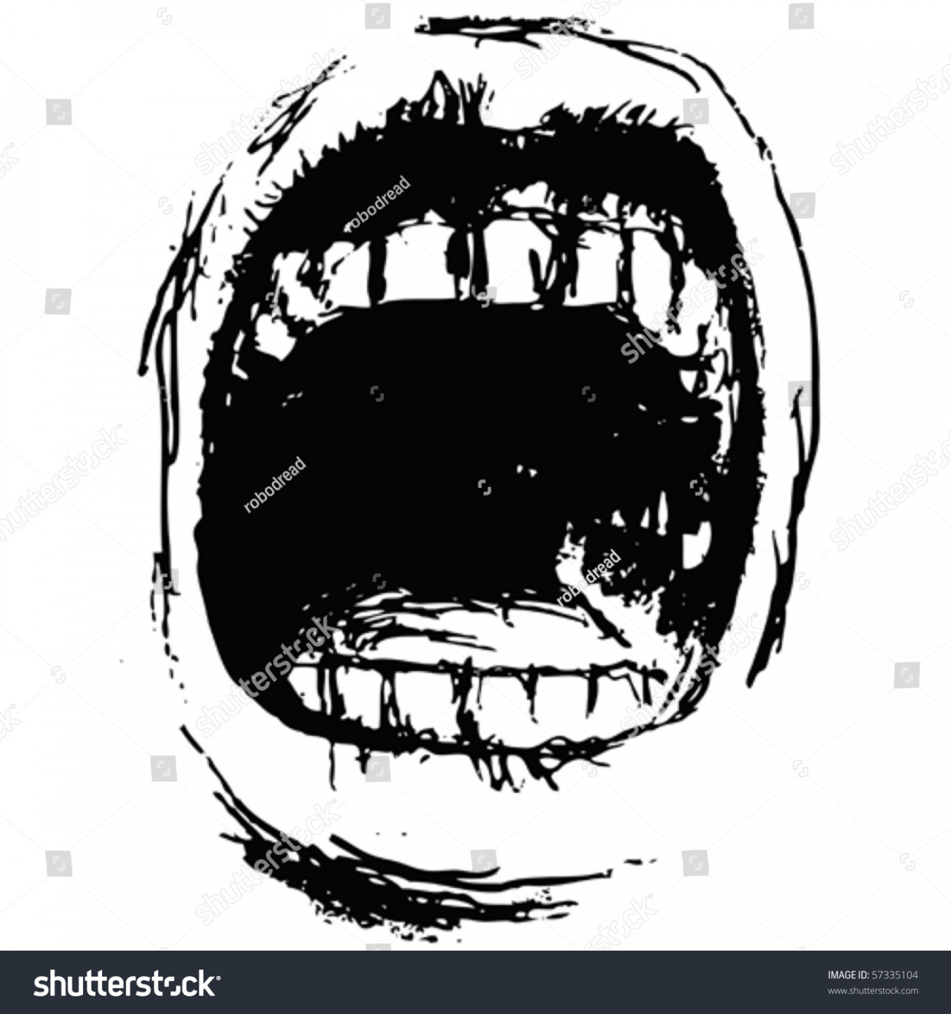 Wide Open Mouth Screaming Vector Drawing: Stock-Vektorgrafik