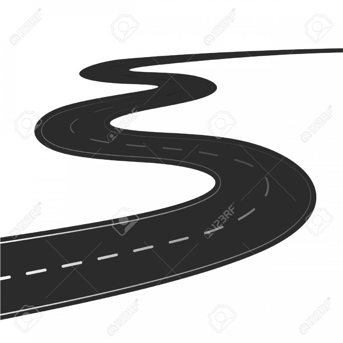 Winding road vector illustration isolated on a white background