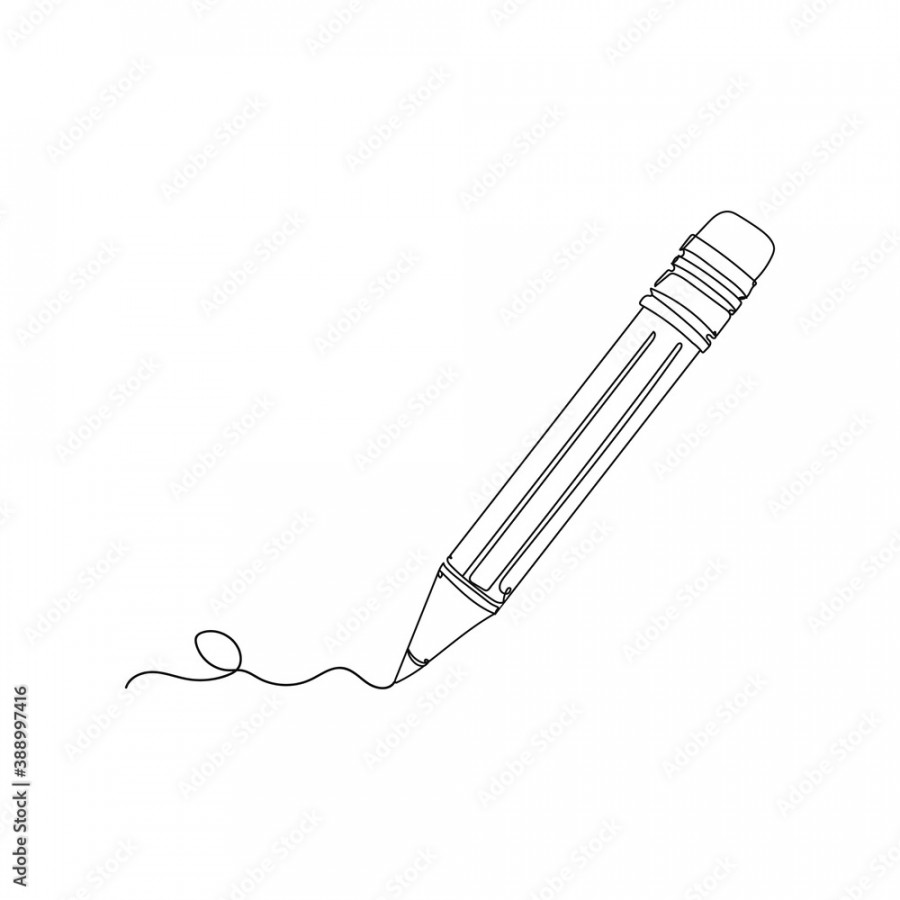 Wooden pencil - one line drawing