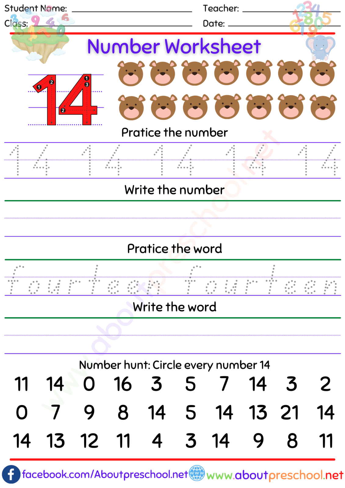 50+ New Number Worksheets For Preschool 55