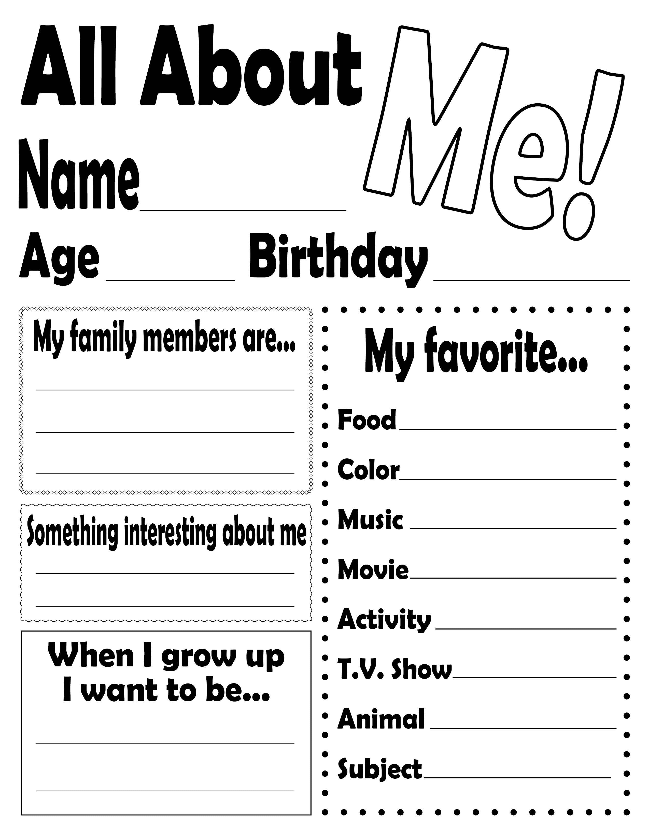 Pritable 50+ All About Me Worksheets For Preschoolers 63