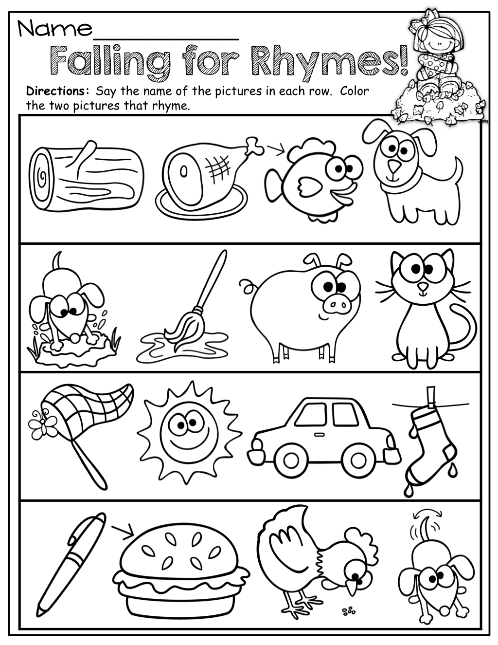 Rhyming Words Worksheet For Kindergarten 60