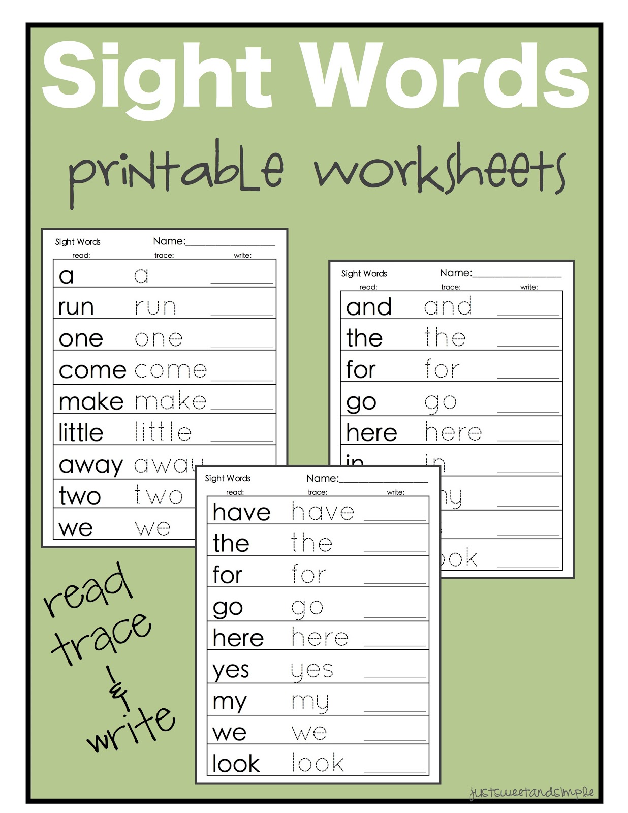 Save 31 Kindergarten Sight Words Worksheets 3