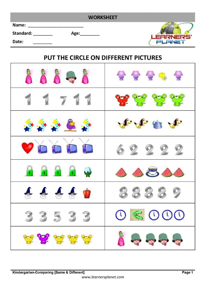 55 Comparing Numbers Worksheets Kindergarten 16