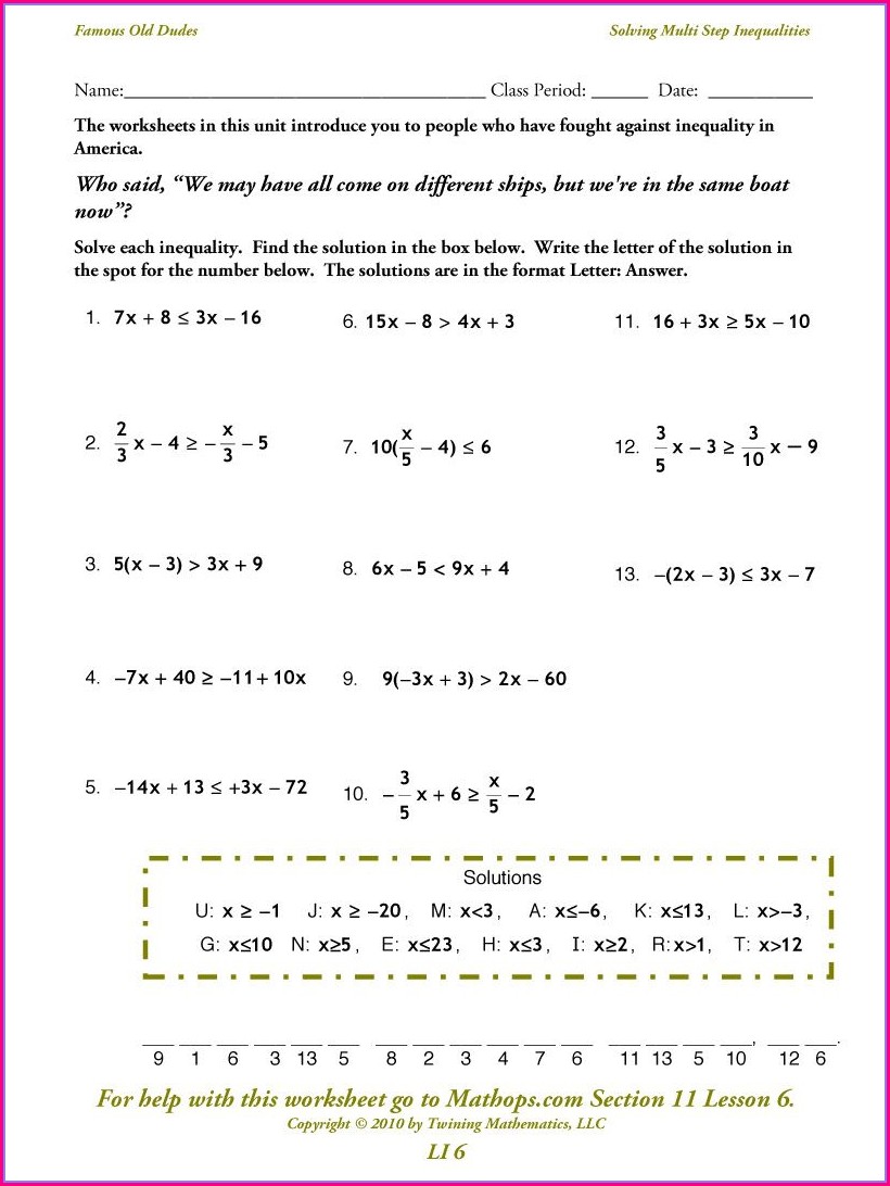 60 Printable Solving Linear Inequalities Worksheets 47