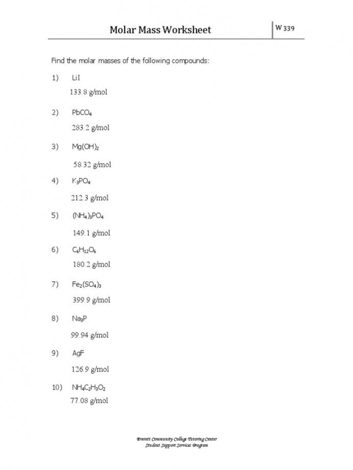 80 Gram Formula Mass Worksheets 41