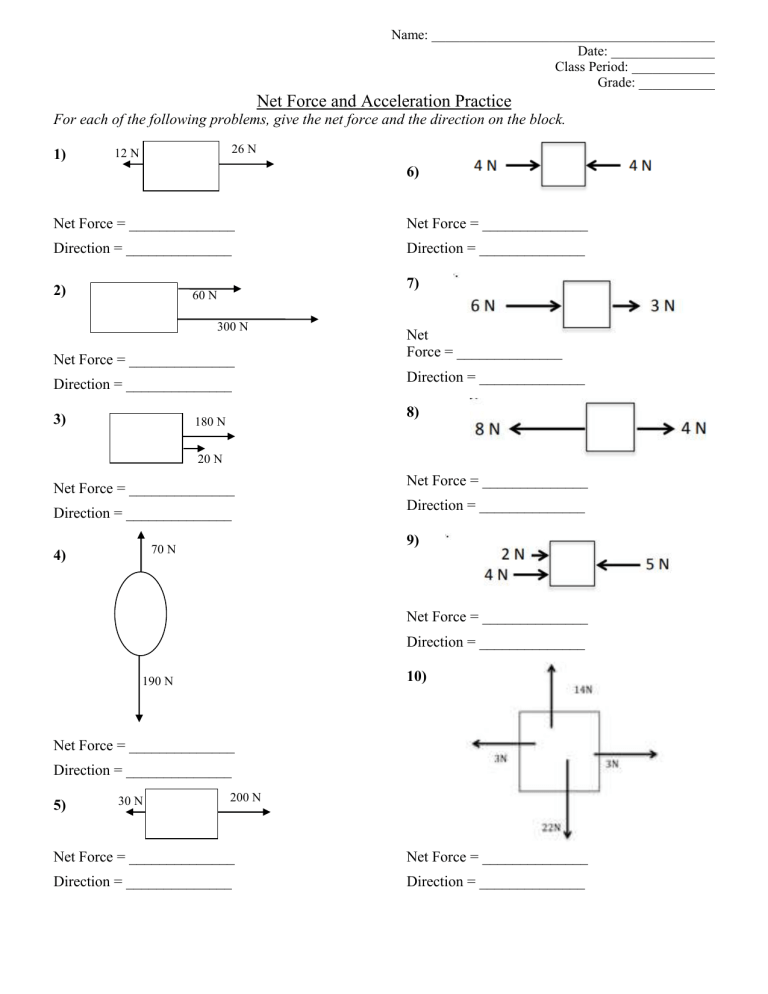 80 Printable Net Force Worksheets Answers 6