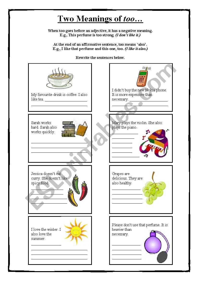 80 Printable To Too Two Worksheets 29