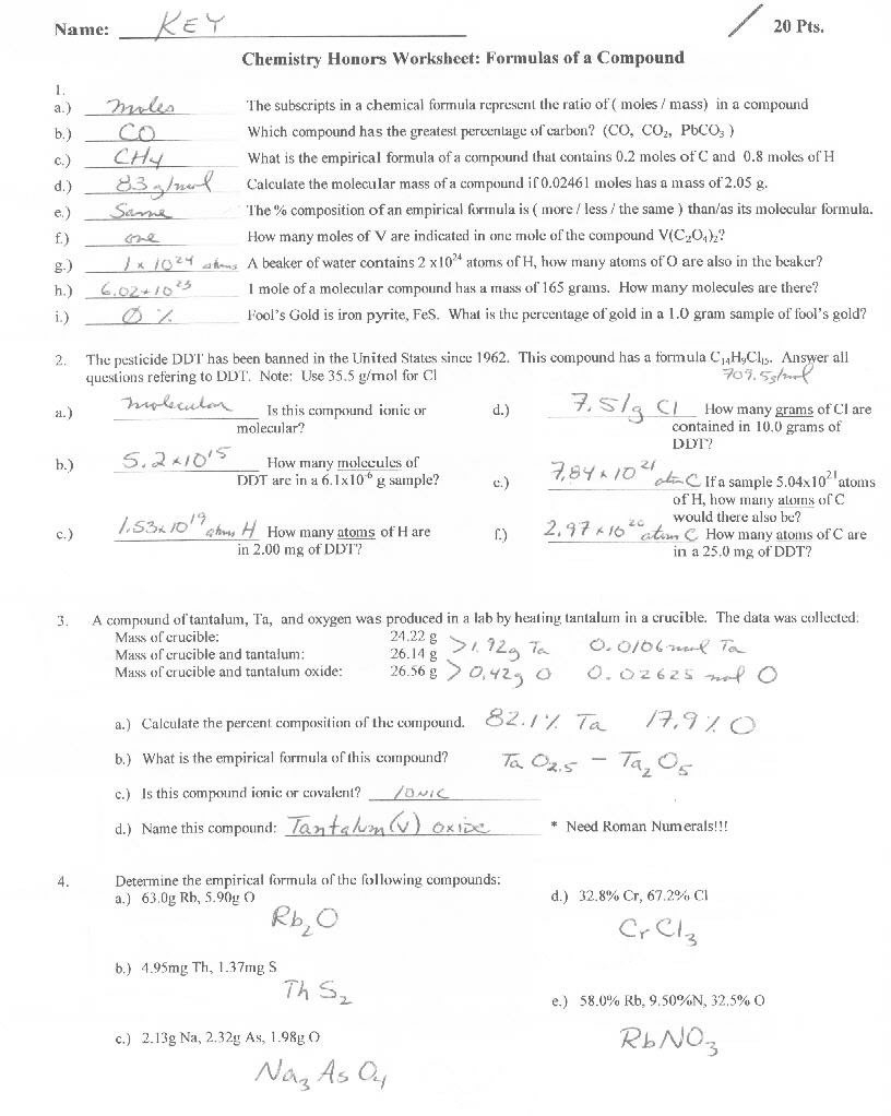 90 Empirical Molecular Formula Practice Worksheets 11