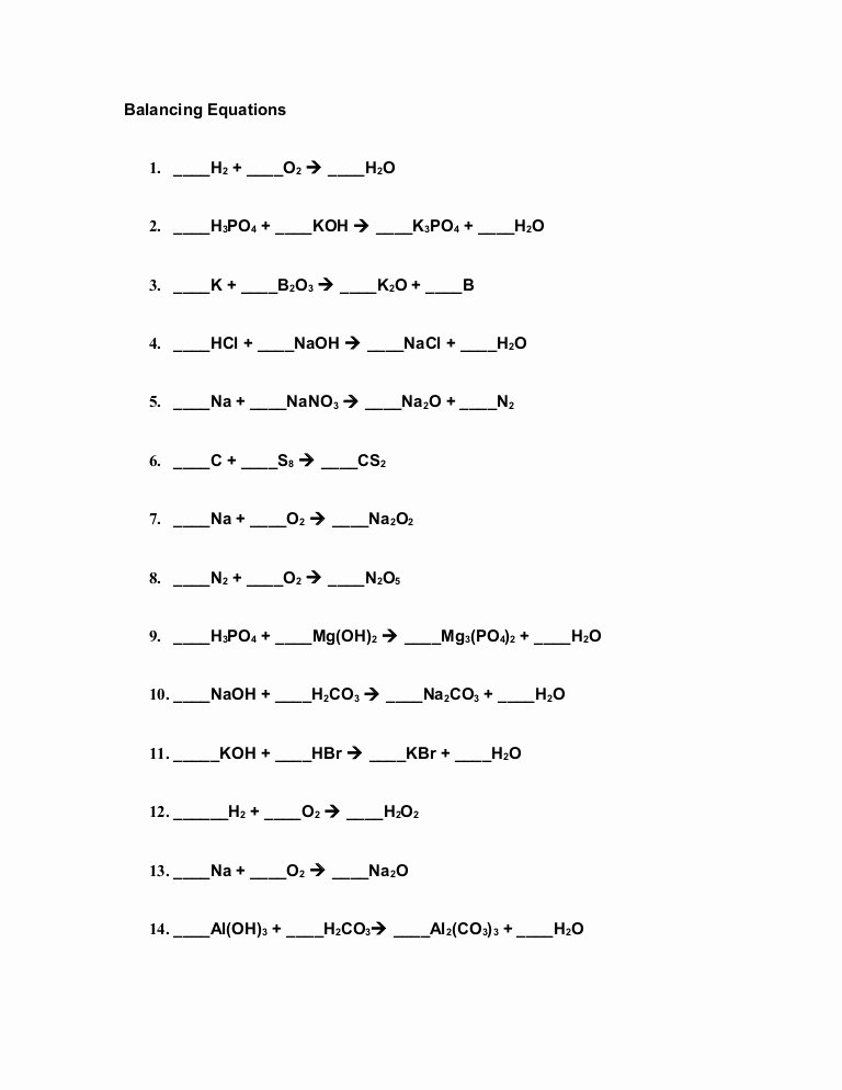 Best 50 Balancing Equations Worksheets Answers Ideas 20