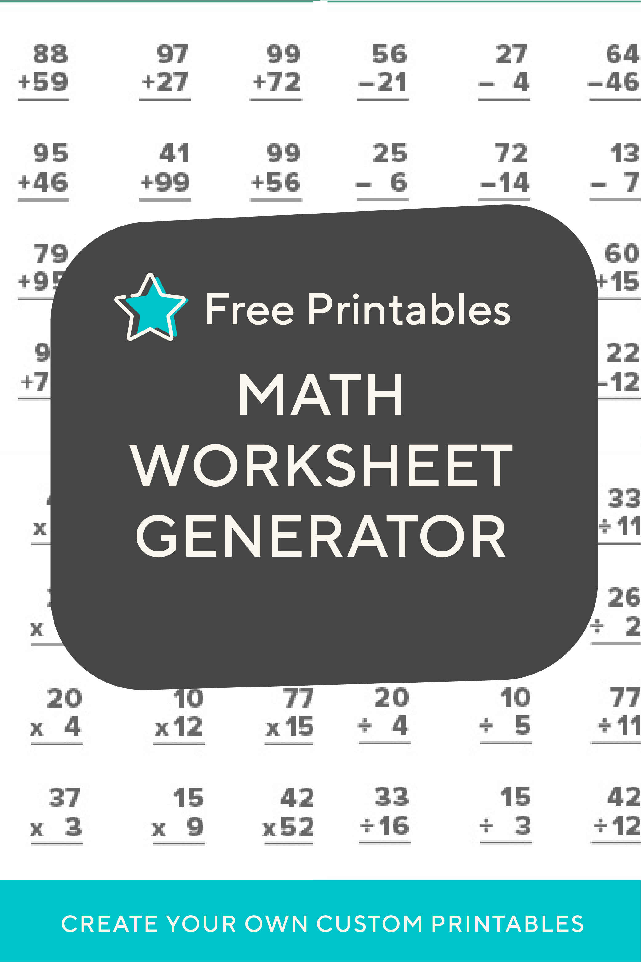 Save 60 Math Worksheets Generator Ideas 25