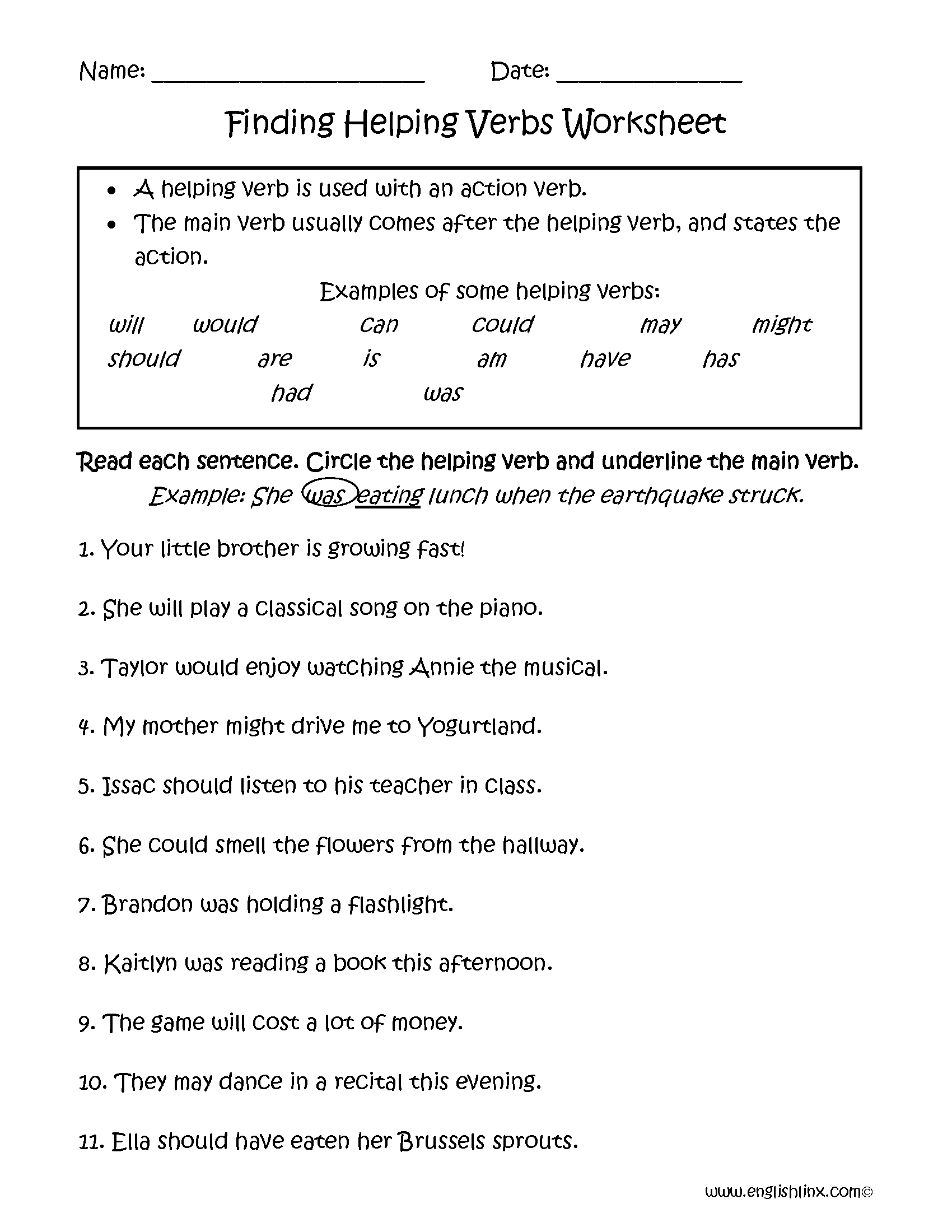 20 2Nd Grade English Worksheets Verbs