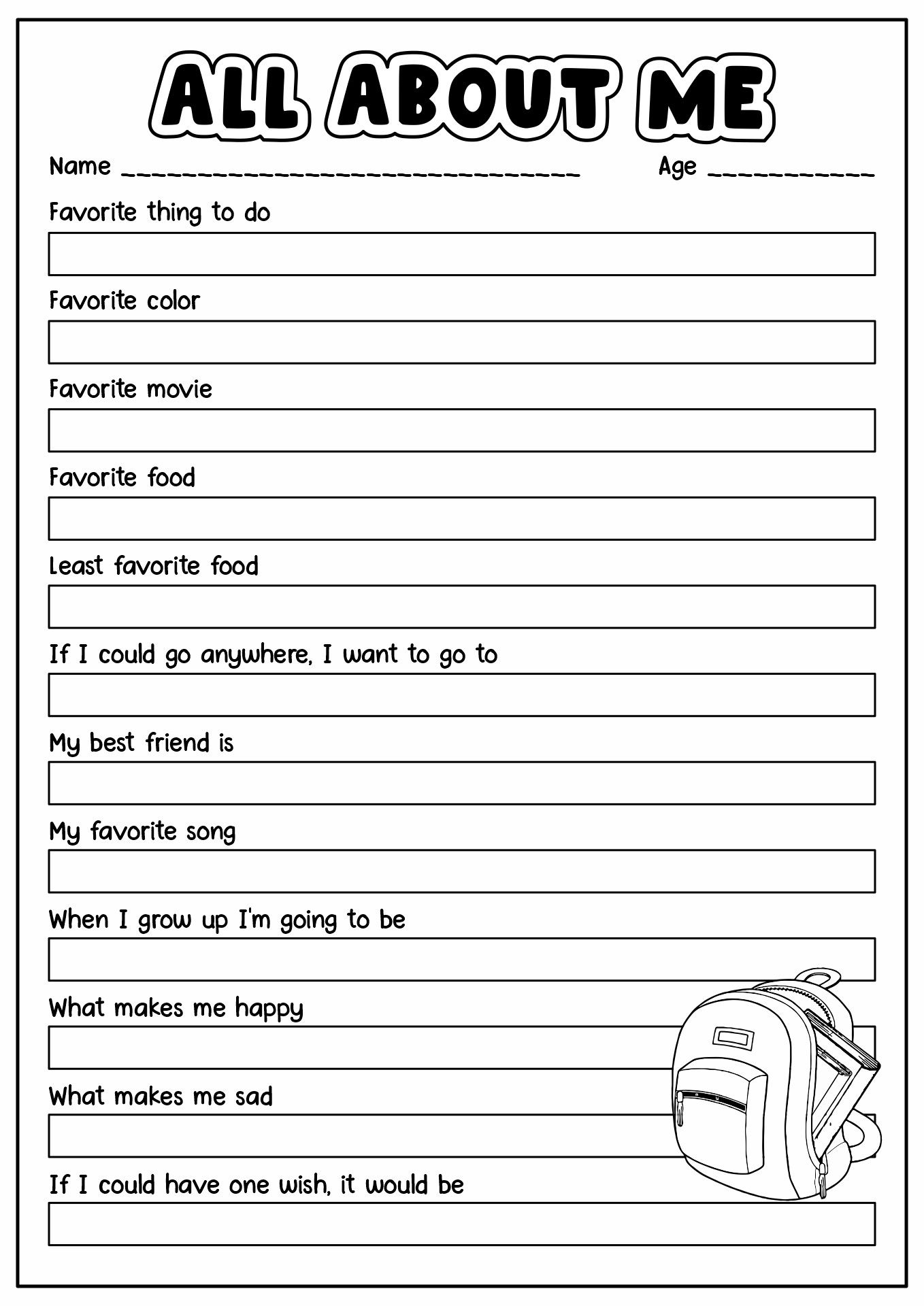 20 2Nd Grade Worksheets All About Me