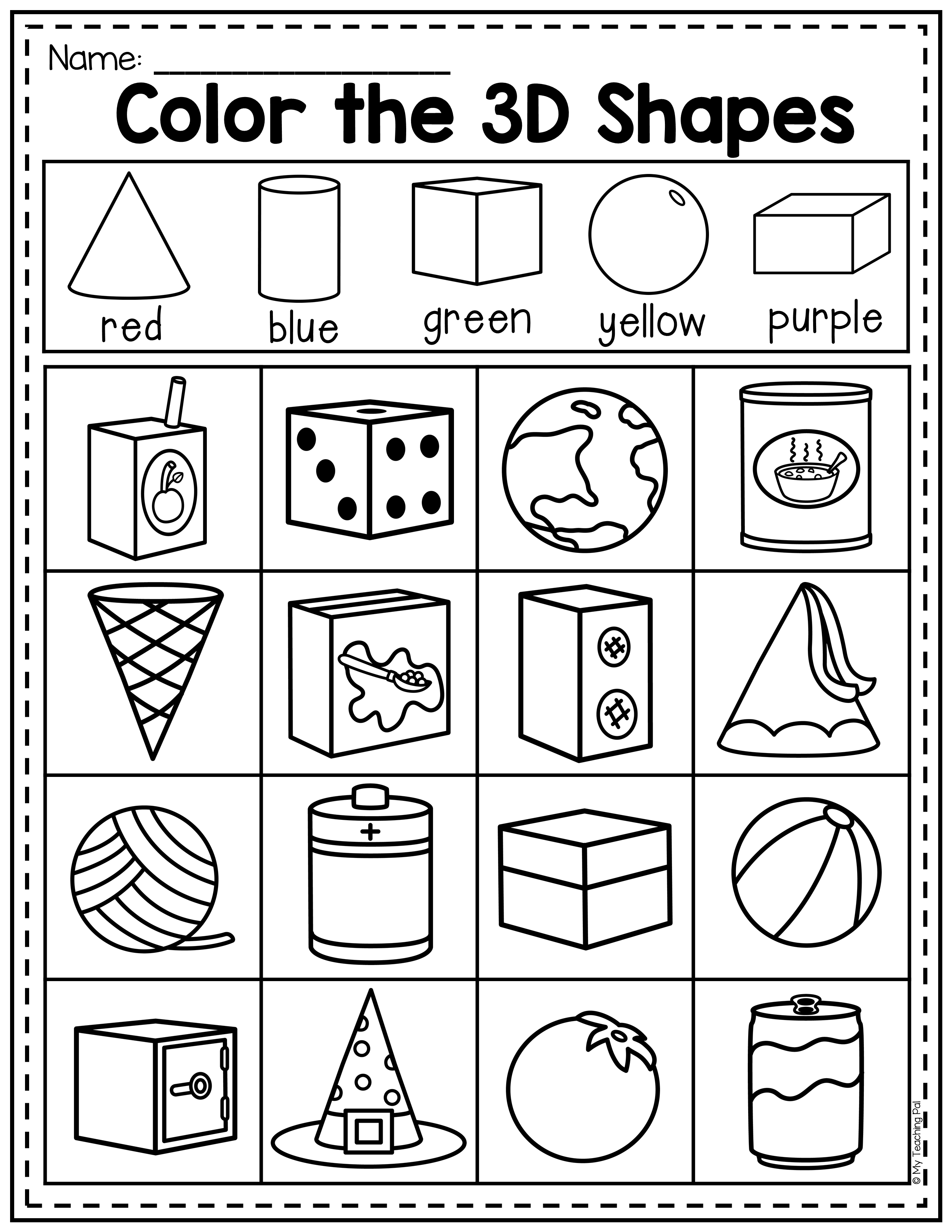 20 3D Shapes Kindergarten Activities Worksheets