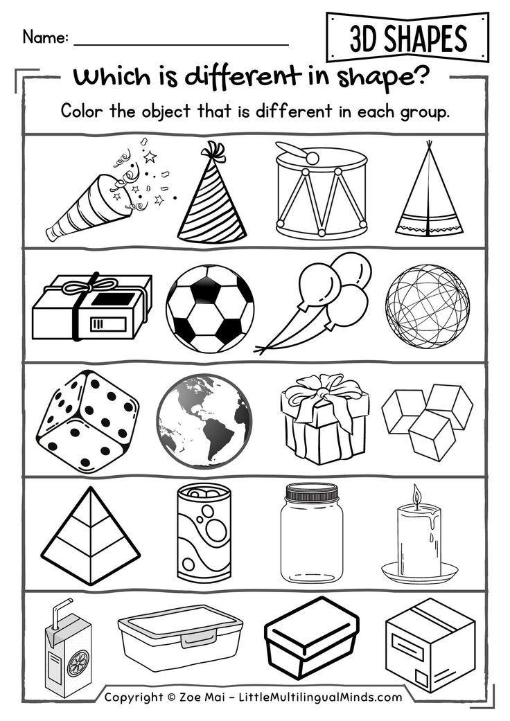 20 3D Shapes Kindergarten Activities Worksheets