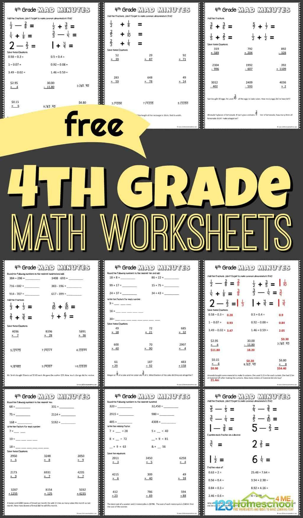 20 4Th Grade Math Worksheets Cbse