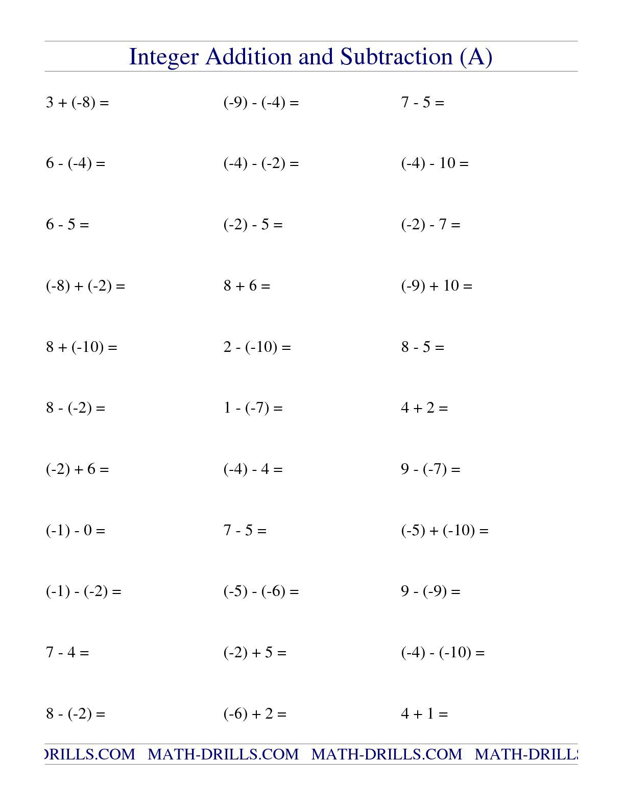 20 Addition And Subtraction Worksheets Grade 6