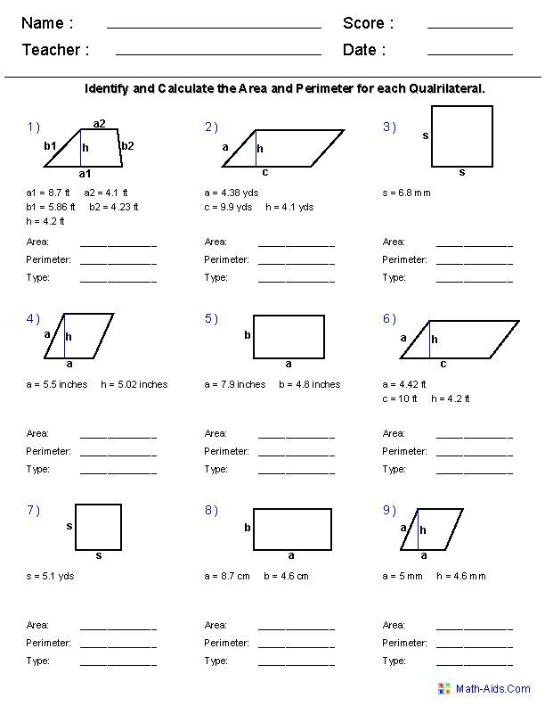 20 Area Perimeter Worksheets Class 5