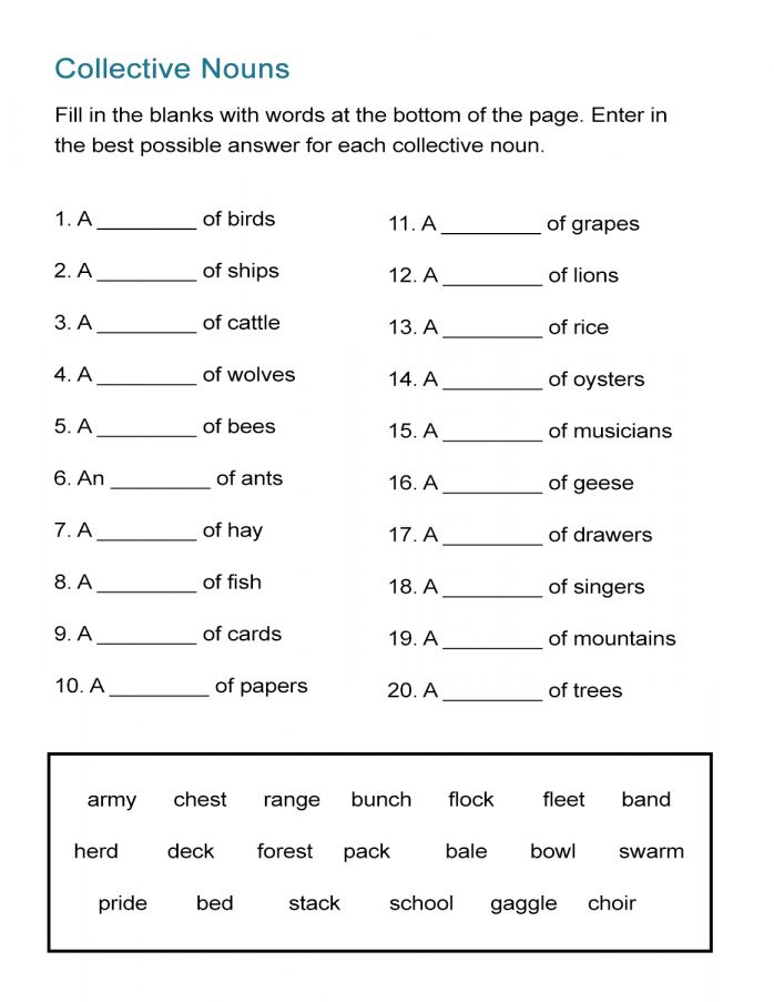 20 Collective Nouns Worksheet 2Nd Grade Worksheets
