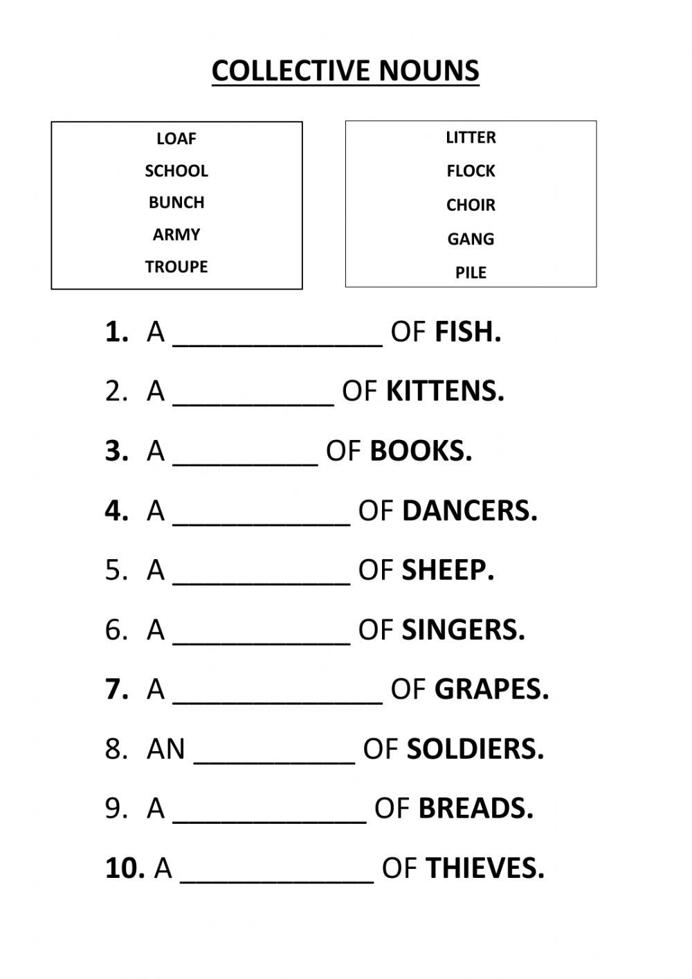 20 Collective Nouns Worksheet 2Nd Grade Worksheets