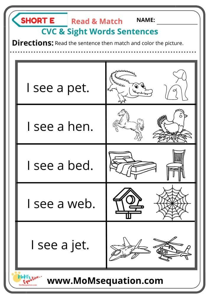 20 Cvc Worksheets Kindergarten Simple Sentences