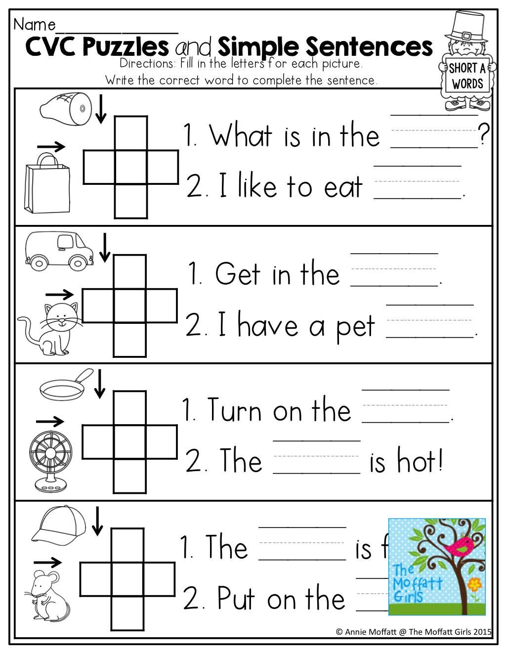 20 Cvc Worksheets Kindergarten Simple Sentences