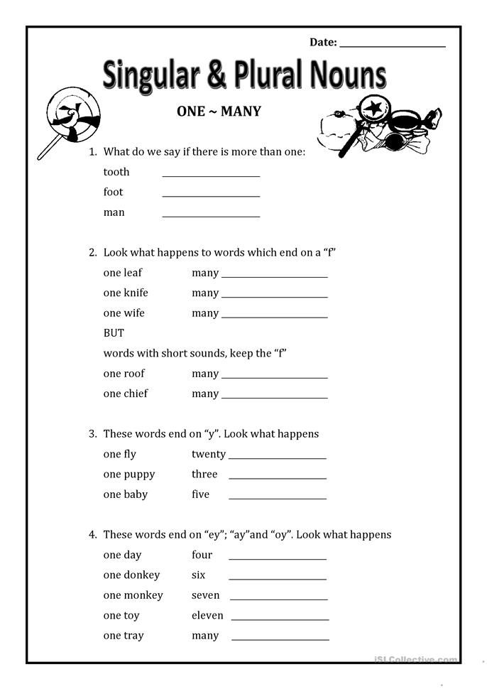 20 English Singular Plural Worksheets For Grade 1