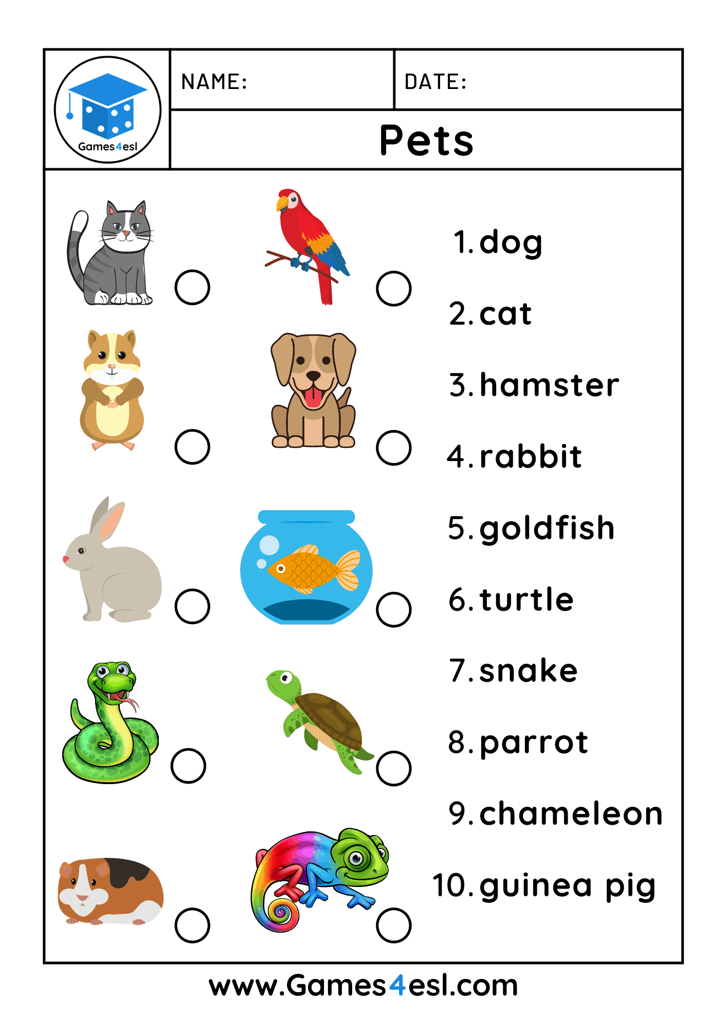 20 English Worksheets For Kindergarten Animals