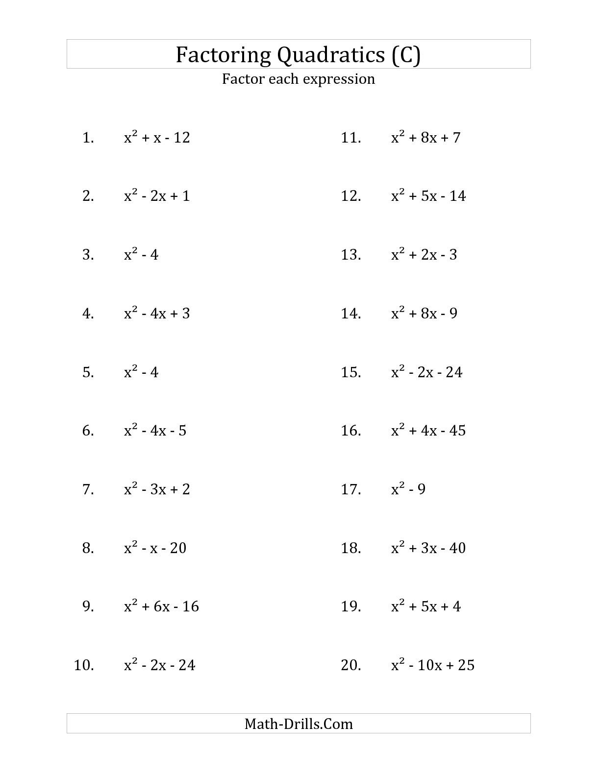 20 Free 9Th Grade Math Worksheets