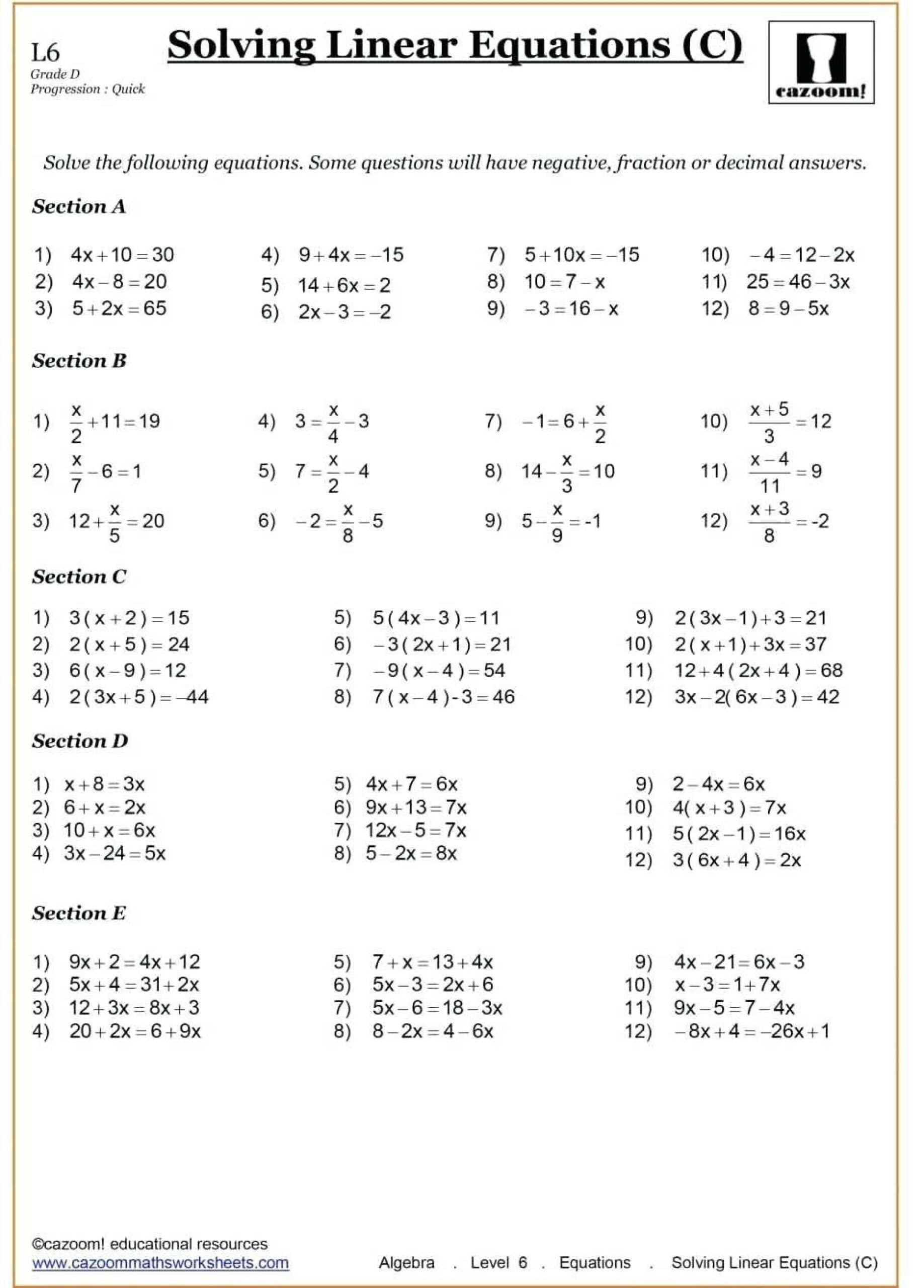 20 Free 9Th Grade Math Worksheets