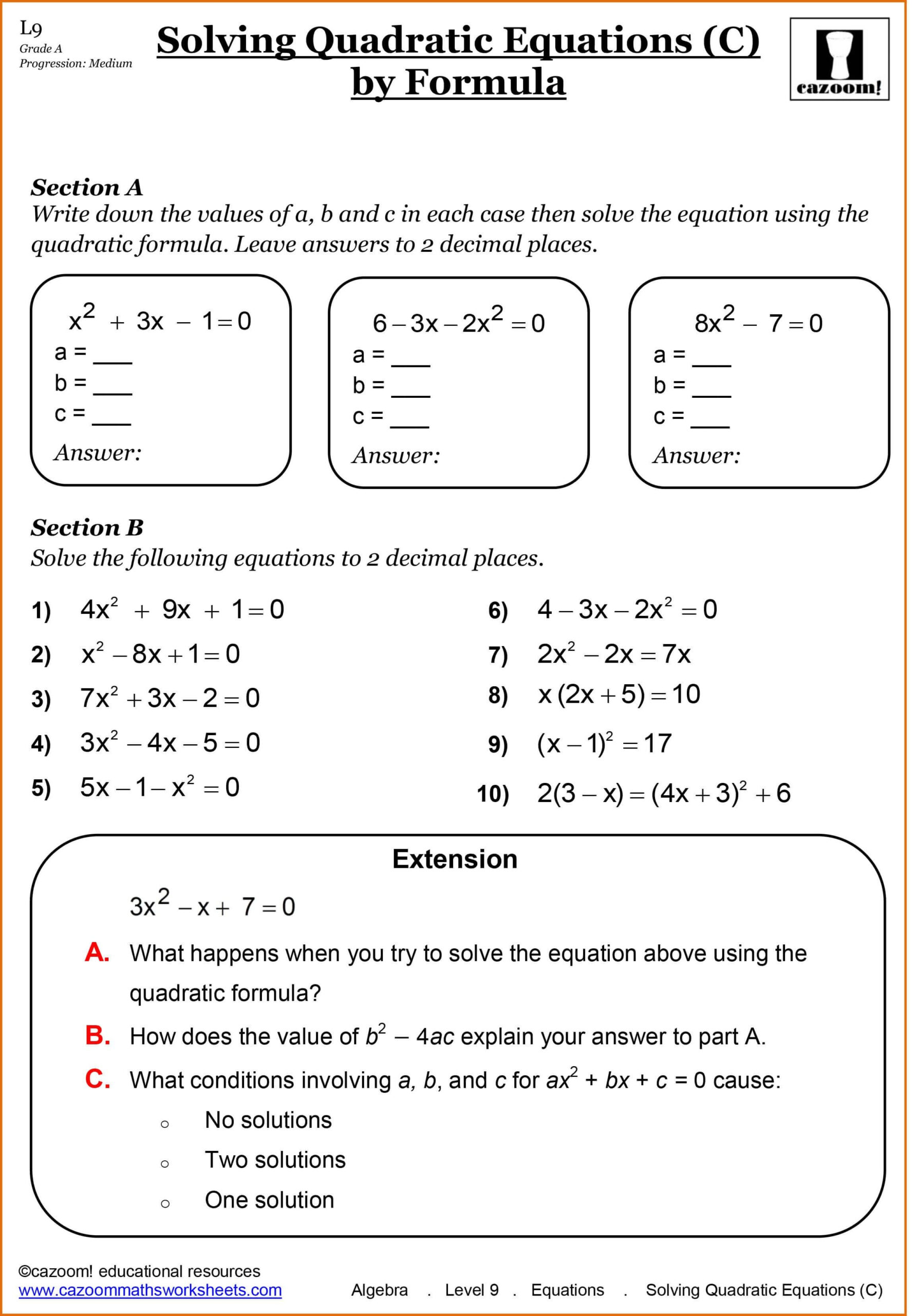 20 Free 9Th Grade Math Worksheets