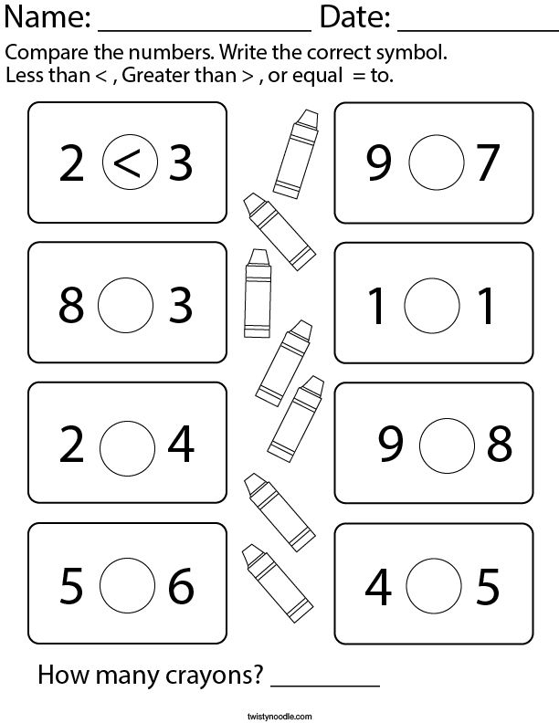 20 Greater Than Less Than Equal To Worksheets For Kindergarten